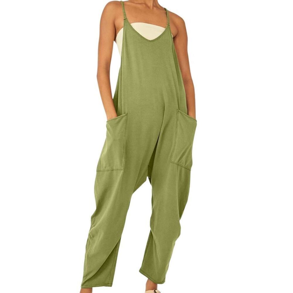 Amazon Jumpsuit Women's XXL Green Hot Shot One Piece Harem Slouchy Cotton